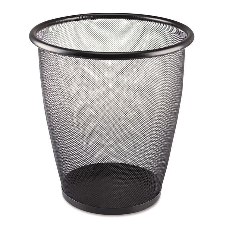 SAFCO PRODUCTS Onyx Round Mesh Wastebaskets, 5 gal, Steel Mesh, Black (SAF9717BL)