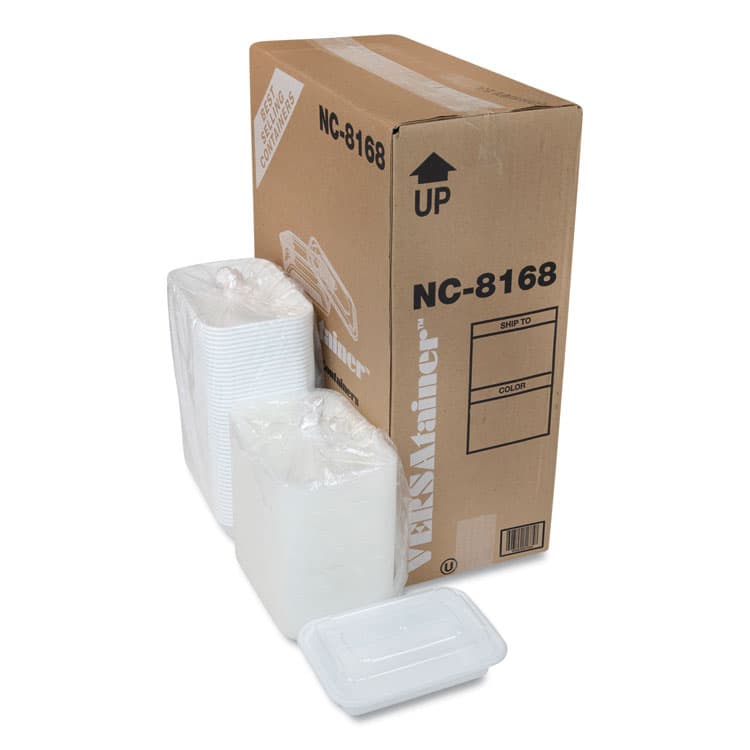 PACTIV EVERGREEN CORPORATION Newspring VERSAtainer Microwavable Containers, Rectangular, 16 oz, 7.4 x 5 x 2.2, White/Clear, Plastic, 150/Carton (PCTNC8168) thumbnail 2