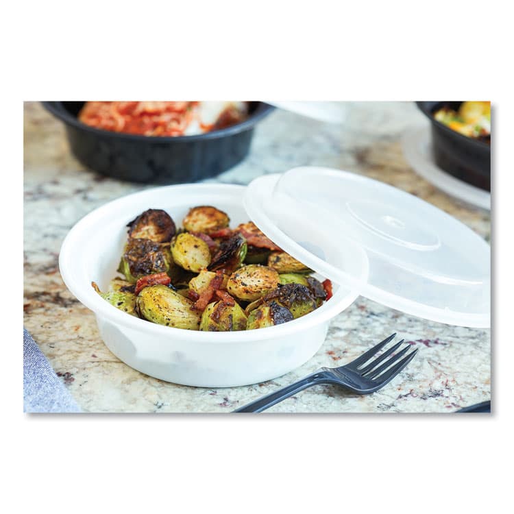 PACTIV EVERGREEN CORPORATION Newspring VERSAtainer Microwavable Containers, Round, 16 oz, 6 x 6 x 1.5, White/Clear, Plastic, 150/Carton (PCTNC718) thumbnail 2