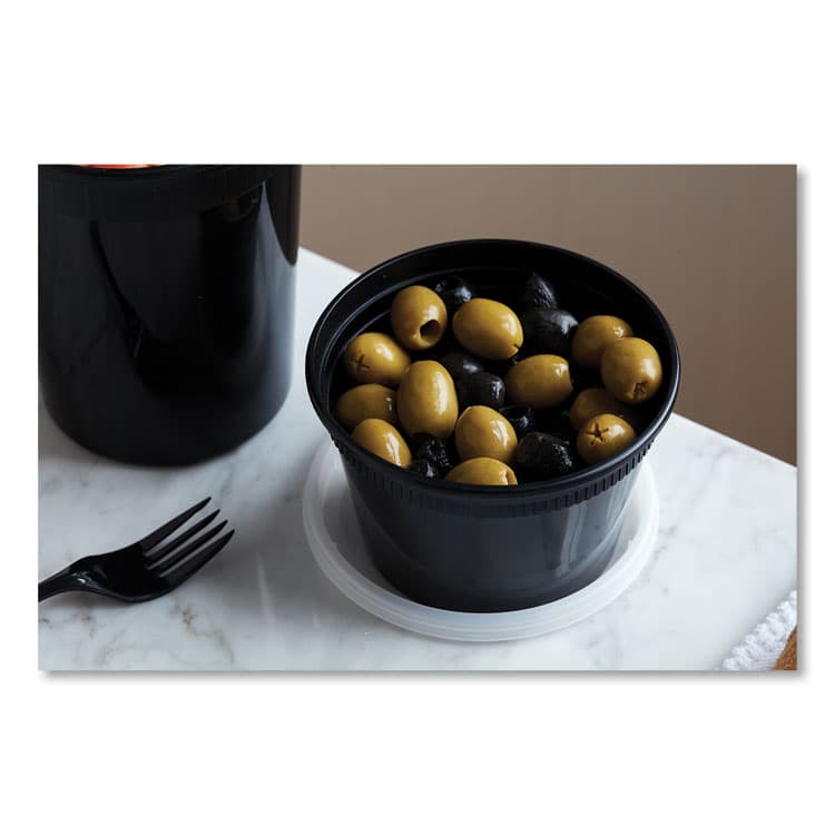 PACTIV EVERGREEN CORPORATION Newspring DELItainer Microwavable Container, 16 oz, 4.7 x 4.7 x 3.1, Black/Clear, Plastic, 240/Carton (PCTYSD2516B) thumbnail 3