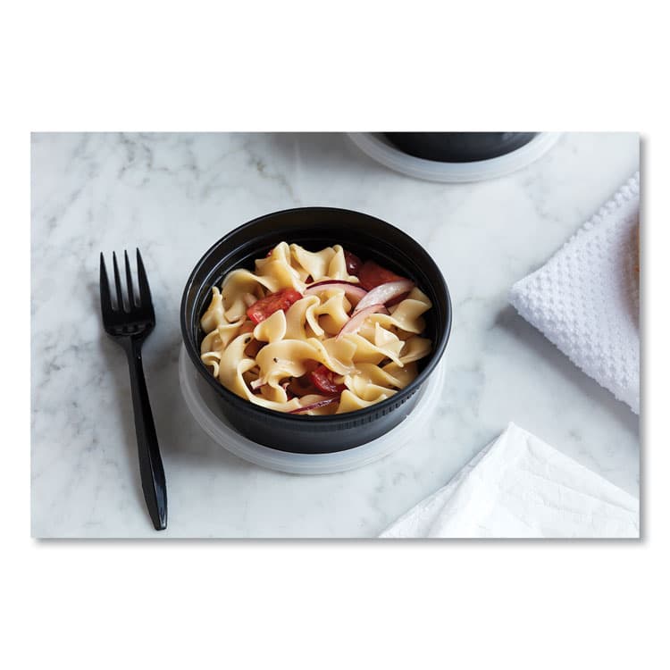 PACTIV EVERGREEN CORPORATION Newspring DELItainer Microwavable Container, 8 oz, 4.7 x 4.7 x 1.8, Black/Clear, Plastic, 240/Carton (PCTYL2508B) thumbnail 2