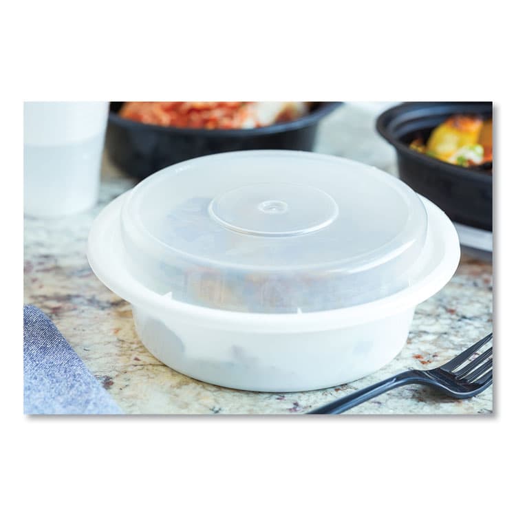 PACTIV EVERGREEN CORPORATION Newspring VERSAtainer Microwavable Containers, Round, 16 oz, 6 x 6 x 1.5, White/Clear, Plastic, 150/Carton (PCTNC718) thumbnail 3