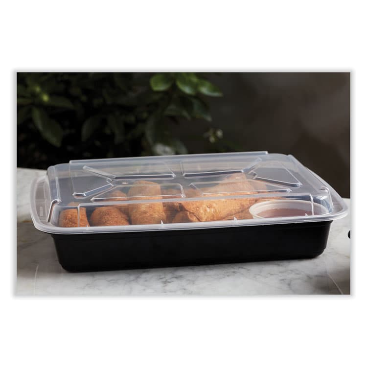 PACTIV EVERGREEN CORPORATION Newspring VERSAtainer Microwavable Containers, Rectangular, 58 oz, 11.5 x 8.5 x 2.5, Black/Clear, Plastic, 150/Carton (PCTNC989B) thumbnail 3