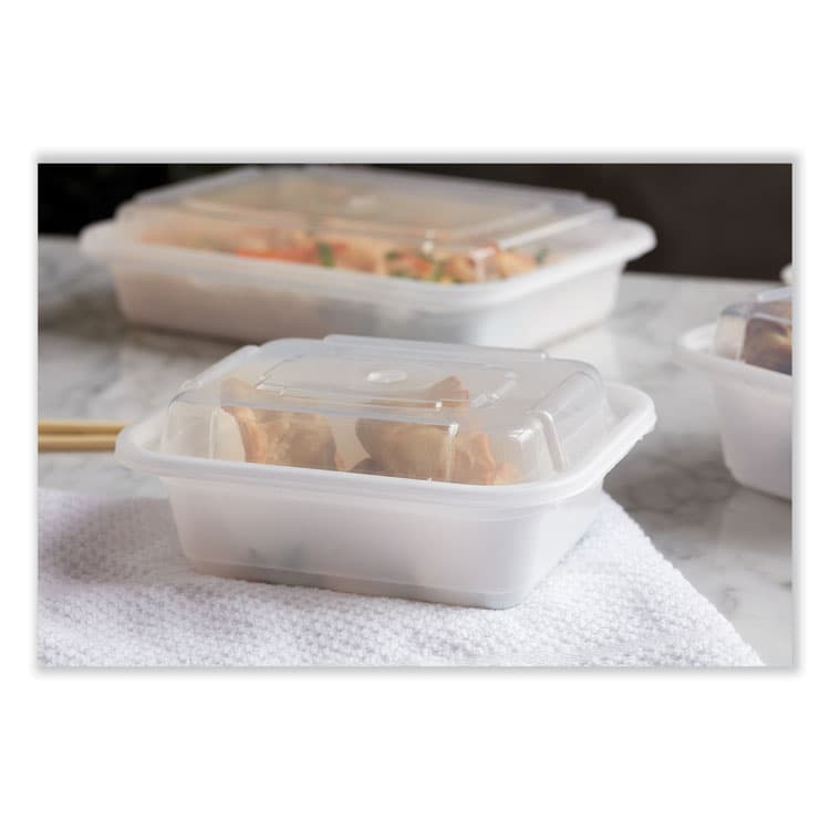 PACTIV EVERGREEN CORPORATION Newspring VERSAtainer Microwavable Containers, Rectangular, 12 oz, 5.8 x 4.6 x 2.3, White/Clear, Plastic, 150/Carton (PCTNC818) thumbnail 3