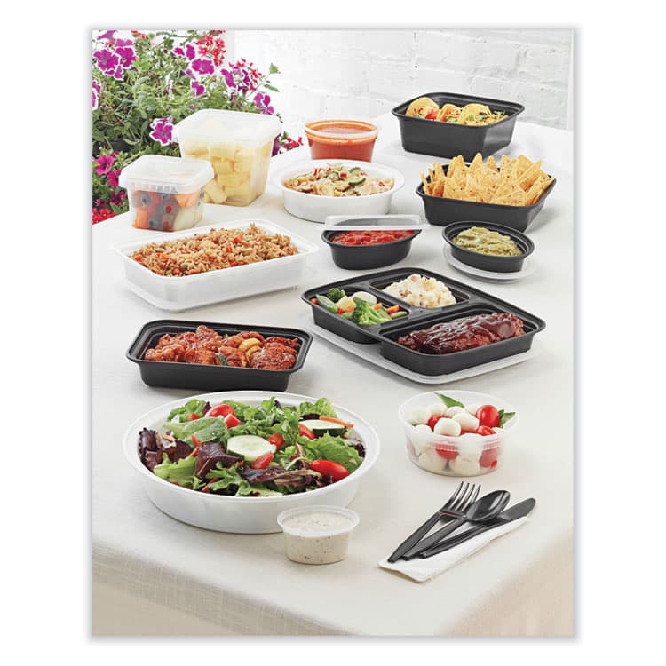 PACTIV EVERGREEN CORPORATION Newspring VERSAtainer Microwavable Containers, Oval, 8 oz, 5.7 x 4 x 1.5, Black/Clear, Plastic, 150/Carton (PCTOC08B) thumbnail 3