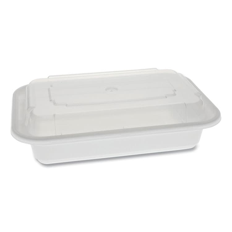 PACTIV EVERGREEN CORPORATION Newspring VERSAtainer Microwavable Containers, Rectangular, 16 oz, 7.4 x 5 x 2.2, White/Clear, Plastic, 150/Carton (PCTNC8168)