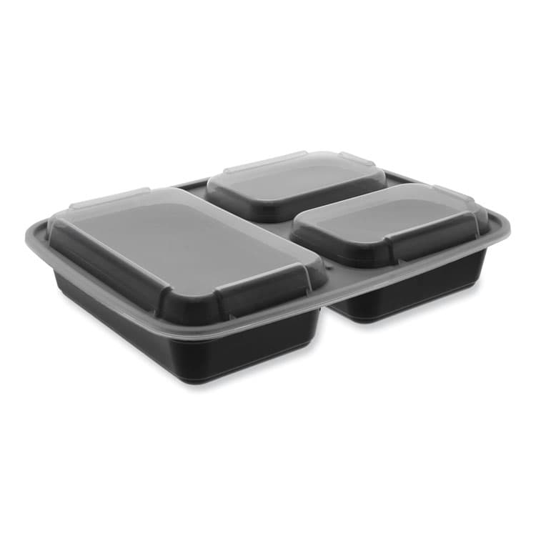 PACTIV EVERGREEN CORPORATION Newspring DELItainer Microwavable Container, 32 oz, 7.57 x 9.9 x 2.1, Black/Clear, Plastic, 150/Carton (PCTNC333B)