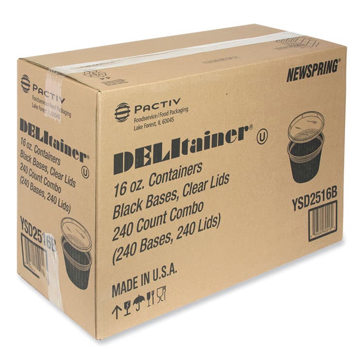 PACTIV EVERGREEN CORPORATION Newspring DELItainer Microwavable Container, 16 oz, 4.7 x 4.7 x 3.1, Black/Clear, Plastic, 240/Carton (PCTYSD2516B) thumbnail 4