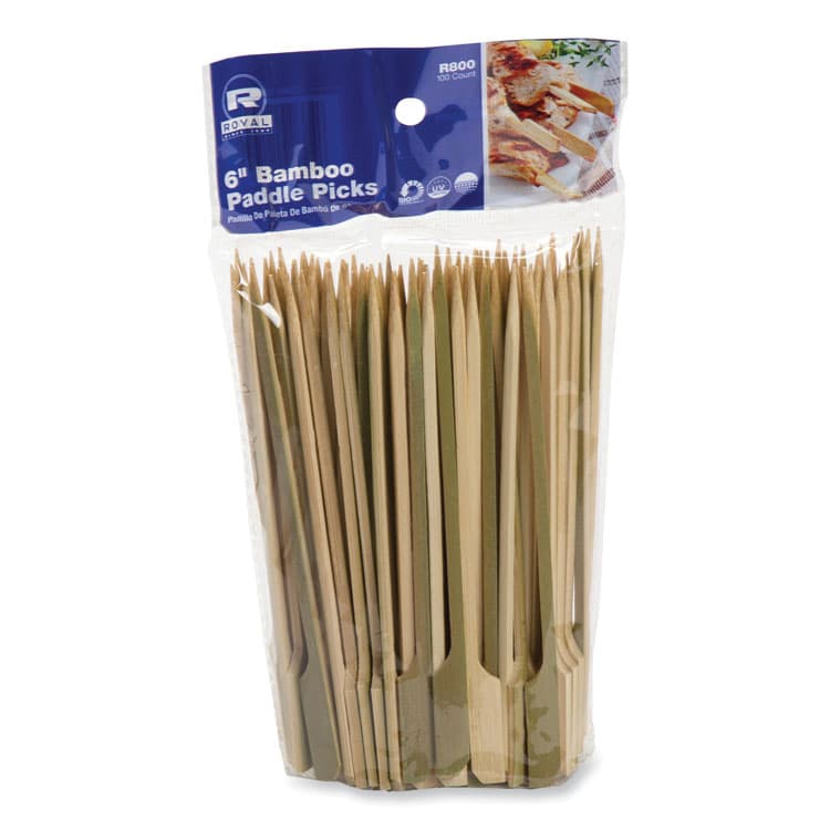 AMERCAREROYAL Bamboo Paddle Picks, 6", Natural, 1,000/Carton (RPPR800) thumbnail 2