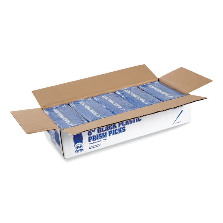 AMERCAREROYAL Prism Picks, Plastic, 6", Black, 500/Box, 5 Boxes/Carton (RPPRP1496BK) thumbnail 2