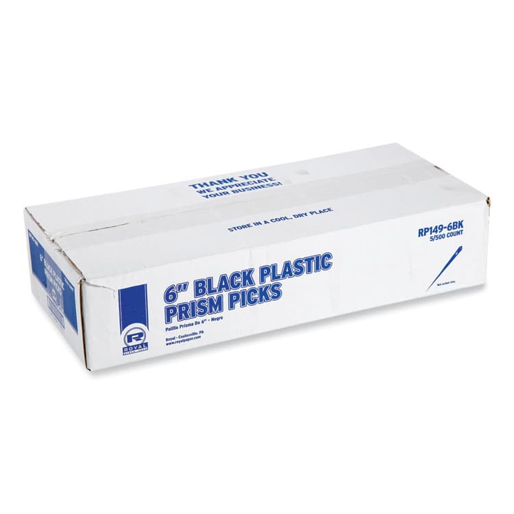 AMERCAREROYAL Prism Picks, Plastic, 6", Black, 500/Box, 5 Boxes/Carton (RPPRP1496BK)