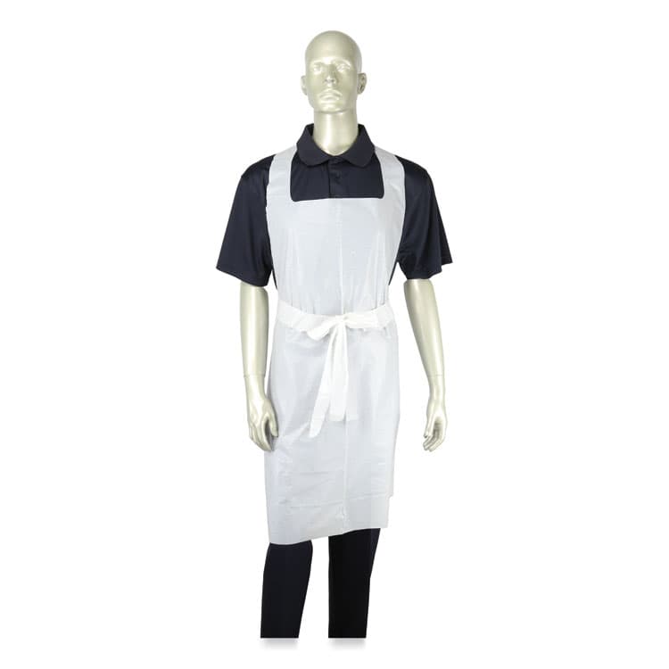 AMERCAREROYAL Heavyweight Poly Aprons, 28 x 46, 1.77 mil, One Size Fits All, White, 500/Carton (RPPRPA20HW) thumbnail 2