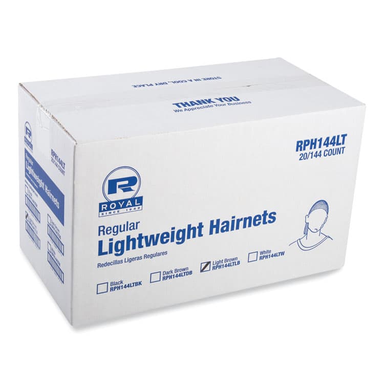 AMERCAREROYAL Lightweight Latex-Free Hairnets, Nylon, 24", Light Brown, 144/Box, 20 Boxes/Carton (RPPRPH144LTLB)