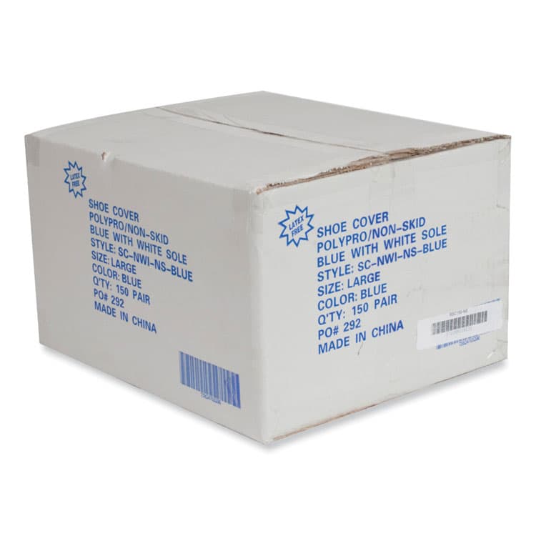 AMERCAREROYAL Polypropylene Non-Skid Shoe Covers, One Size Fits All, Blue, 300/Carton (RPPRSC150NS)