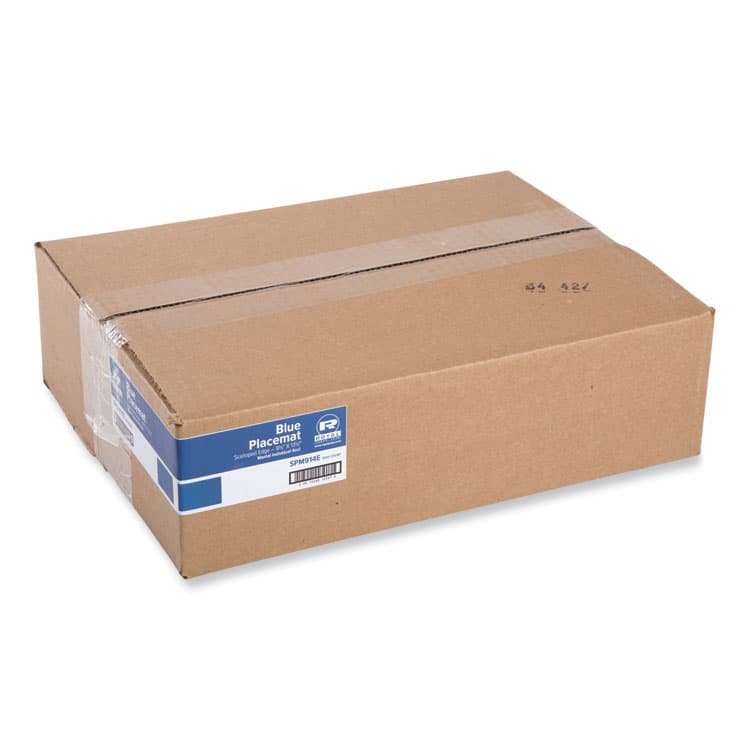 AMERCAREROYAL Placemats, Smooth Surface, Scalloped Edges, 13.5" x 9.5", Blue, 1,000/Carton (RPPSPM914E)