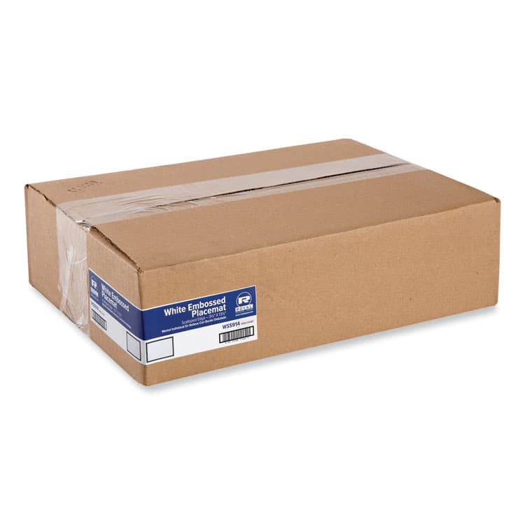 AMERCAREROYAL Placemats, Embossed Surface, Scalloped Edges, 13.5" x 9.5", White, 1,000/Carton (RPPWSS914)