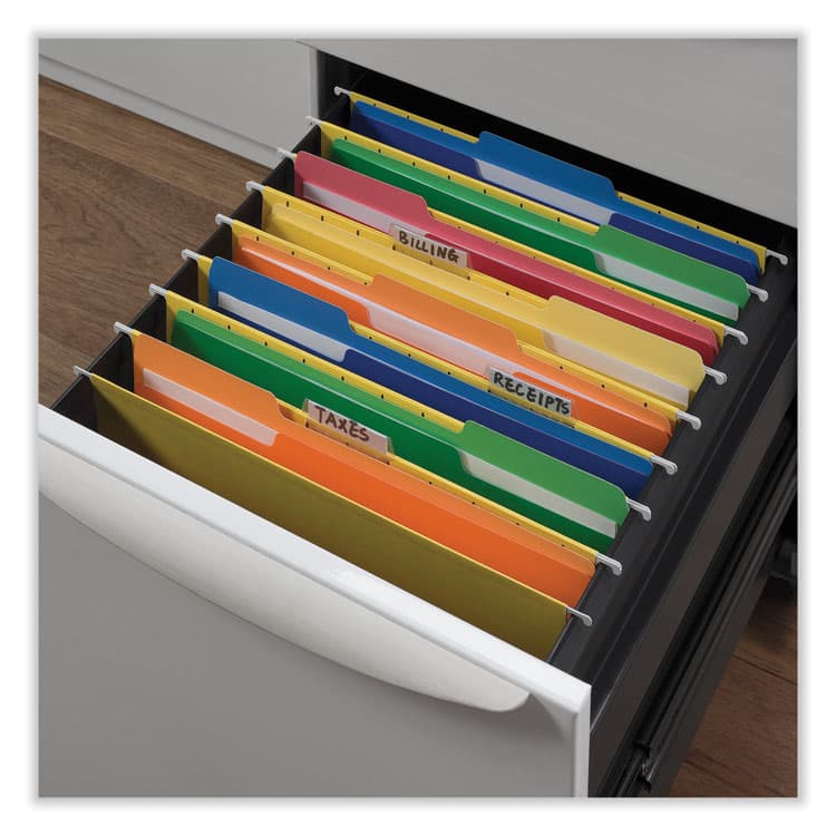 UNIVERSAL OFFICE PRODUCTS Deluxe Heavyweight File Folders, 1/3-Cut Tabs: Assorted, Letter Size, 0.75" Expansion, Assorted Colors, 50/Box (UNV16466) thumbnail 3