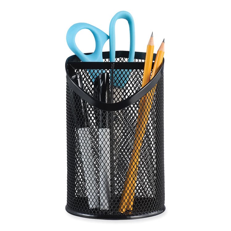 UNIVERSAL OFFICE PRODUCTS Metal Mesh 3-Compartment Pencil Cup, 4.13" Diameter x 6"h, Black (UNV20019) thumbnail 3