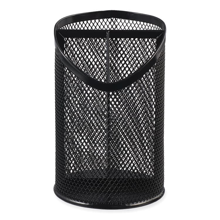 UNIVERSAL OFFICE PRODUCTS Metal Mesh 3-Compartment Pencil Cup, 4.13" Diameter x 6"h, Black (UNV20019)