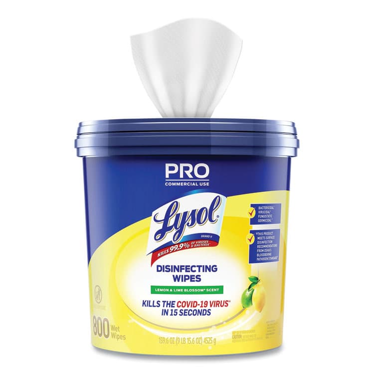 RECKITT BENCKISER Professional Disinfecting Wipe Bucket, 1-Ply, 6 x 8, Lemon and Lime Blossom, White, 800 Wipes (RAC99856EA) thumbnail 2