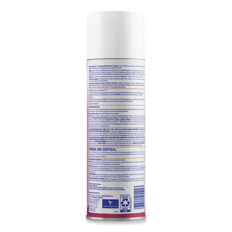 RECKITT BENCKISER Foaming Disinfectant Cleaner, 24 oz Aerosol Spray, 12/Carton (RAC95524CT) thumbnail 3
