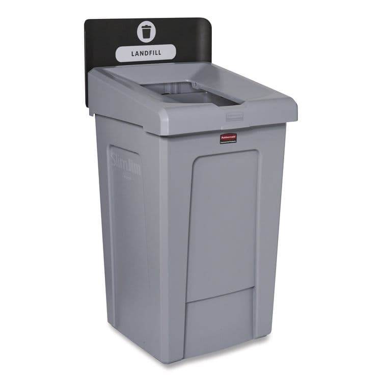 RUBBERMAID COMMERCIAL PROD. Slim Jim Recycling Station 1-Stream, Landfill Recycling Station, 33 gal, Resin, Gray (RCP2171554)