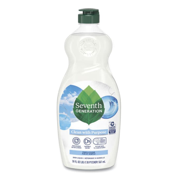 SEVENTH GENERATION Natural Dishwashing Liquid, Free and Clear, 19 oz Bottle, 6/Carton (SEV44986CT)