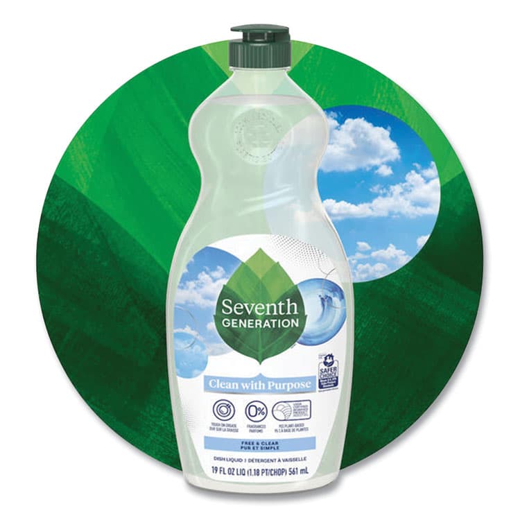 SEVENTH GENERATION Natural Dishwashing Liquid, Free and Clear, 19 oz Bottle, 6/Carton (SEV44986CT) thumbnail 2