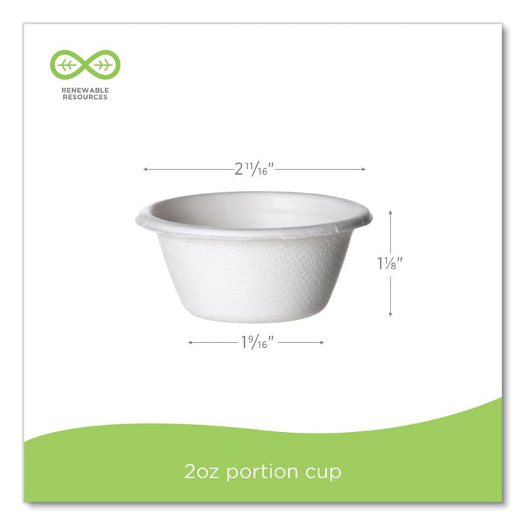 ECO-PRODUCTS,INC. Molded Fiber Portion Cups, 2 oz, Sugarcane, White, 2,500/Carton (ECOEPSPC2) thumbnail 2