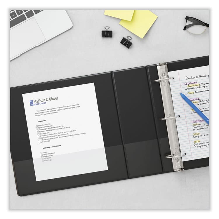 UNIVERSAL OFFICE PRODUCTS Slant D-Ring View Binder, 3 Rings, 4" Capacity, 11 x 8.5, Black (UNV20995) thumbnail 3