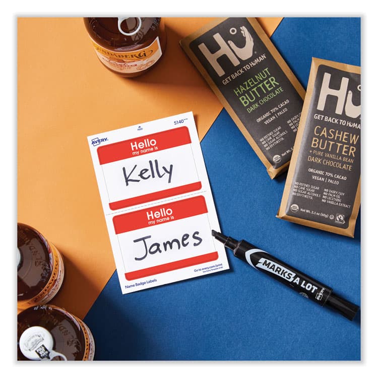 AVERY PRODUCTS CORPORATION Printable Self-Adhesive Name Badges, 2 1/3 x 3 3/8, Red "Hello", 100/Pack (AVE5140) thumbnail 4