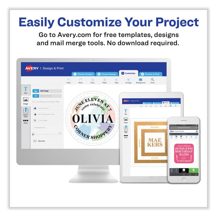 AVERY PRODUCTS CORPORATION Printable Self-Adhesive Removable Color-Coding Labels, 1.25" dia, Assorted Colors, 8/Sheet, 50 Sheets/Box (AVE5407) thumbnail 3