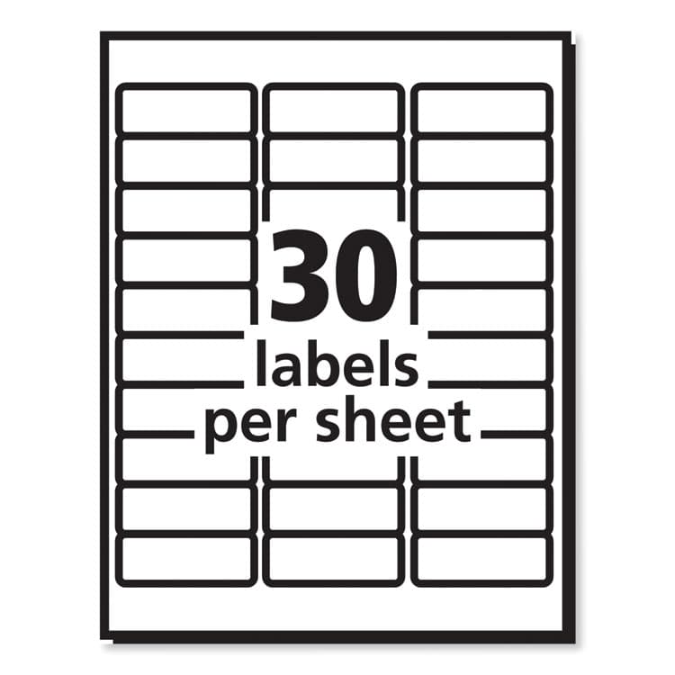 AVERY PRODUCTS CORPORATION Labels, Laser Printers, 1 x 2.63, White, 30/Sheet, 250 Sheets/Box (AVE30606) thumbnail 3