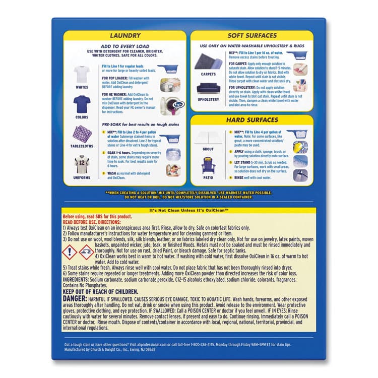 CHURCH & DWIGHT CO., Versatile Stain Remover, Regular Scent, 7.22 lb Box, 4/Carton (CDC5703700069CT) thumbnail 2