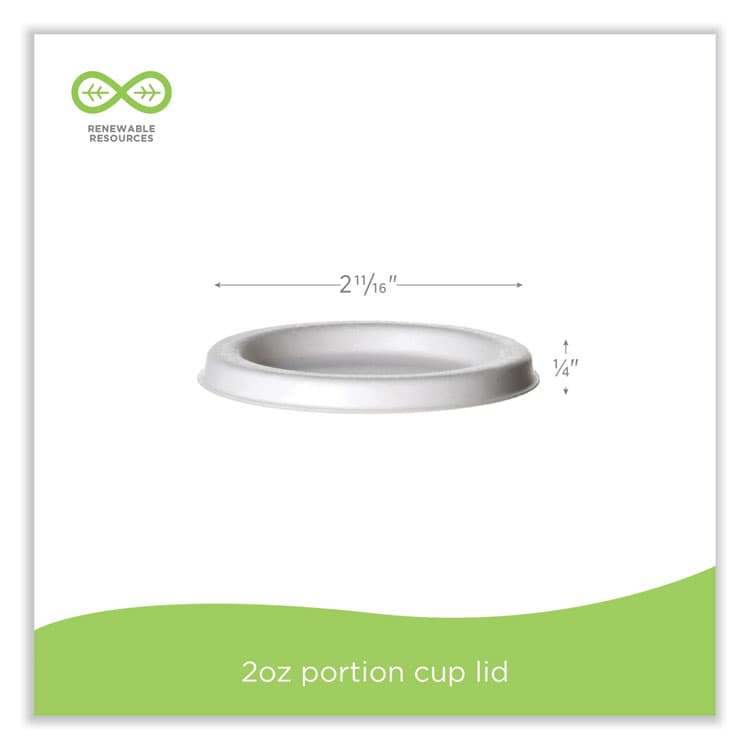 ECO-PRODUCTS,INC. Sugarcane Portion Cup Lids, Fits 2 oz Portion Cups, White, 2,500/Carton (ECOEPSPCLID2) thumbnail 3