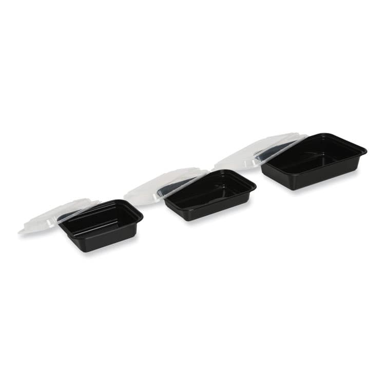 GEN Microwavable Food Container with Lid, Rectangular, 32 oz, 8.81 x 6.02 x 2.24, Black/Clear, Plastic, 150/Carton (GENTORECT32) thumbnail 4
