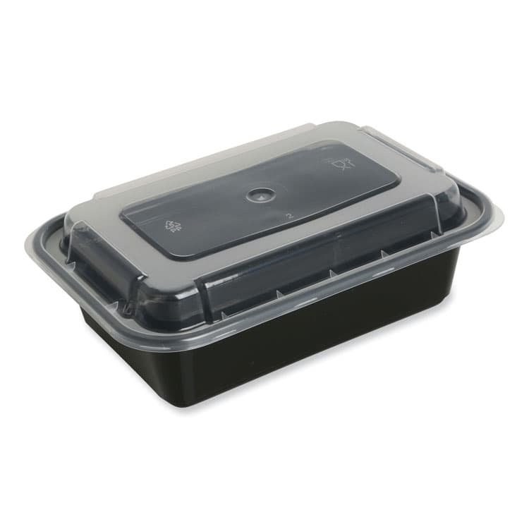 GEN Microwavable Food Container with Lid, Rectangular, 16 oz, 7.48 x 5.03 x 2.04, Black/Clear, Plastic, 150/Carton (GENTORECT16) thumbnail 2