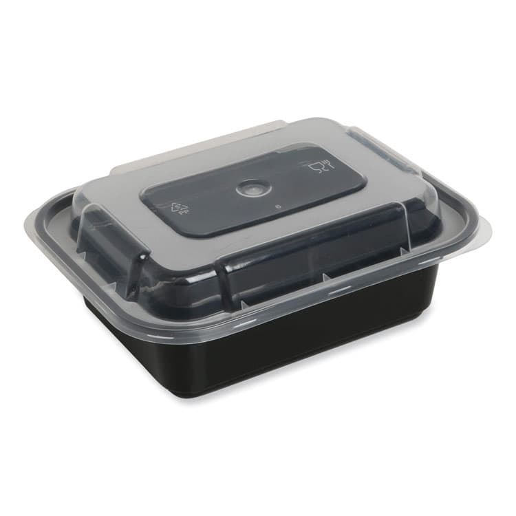 GEN Microwavable Food Container with Lid, Rectangular, 12 oz, 5.78 x 4.52 x 2.24, Black/Clear, Plastic, 150/Carton (GENTORECT12) thumbnail 2