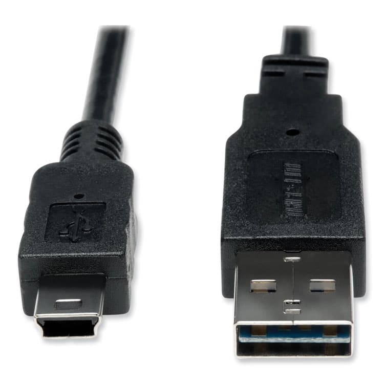 EATON CORPORATION Universal Reversible USB 2.0 Cable, Reversible A to 5-Pin Mini B (M/M), 6 ft, Black (TRPUR030006)
