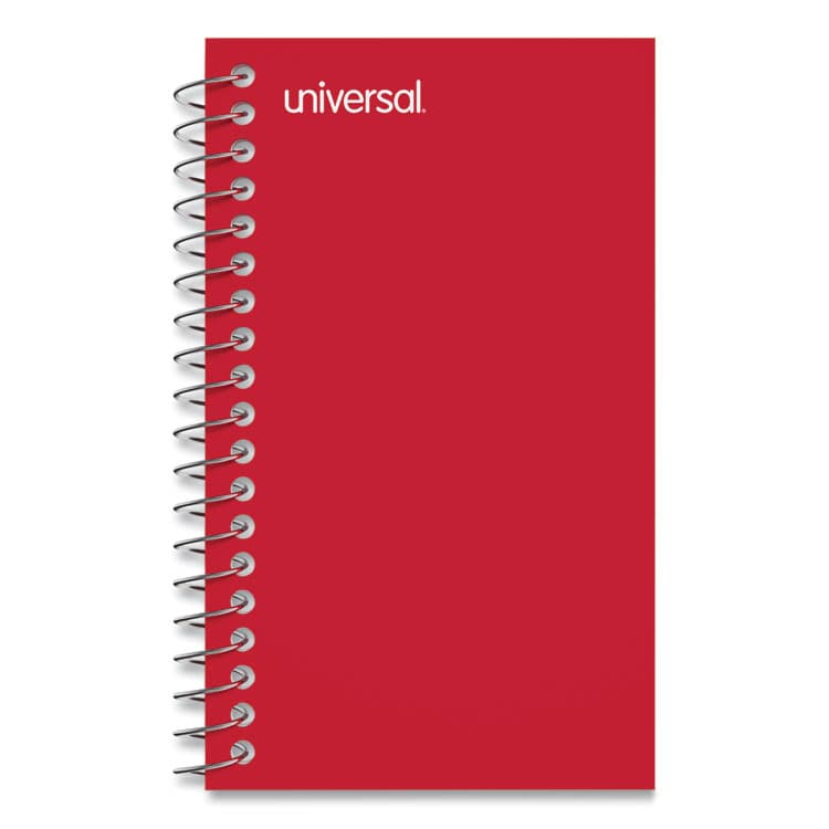 UNIVERSAL OFFICE PRODUCTS Wirebound Memo Book, Narrow Rule, Red Cover, (50) 5 x 3 Sheets, 12/Pack (UNV20453)