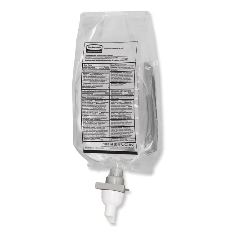RUBBERMAID COMMERCIAL PROD. AutoFoam Refill With Alcohol Foam Hand Sanitizer, Clear, 1,000 mL, Fragrance-Free, 4/Carton (RCP2080803)