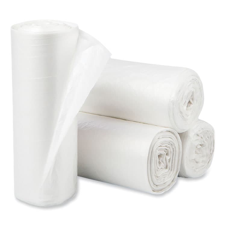 PITT PLASTICS Eco Strong Plus Can Liners, 33 gal, 1 mil, 33" x 39", Natural, Perforated Roll, 150/Carton (PITPCRL3339XHN)