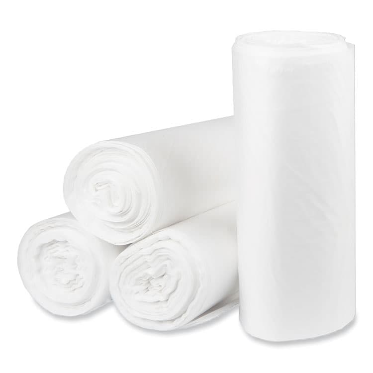 PITT PLASTICS Eco Strong Plus Can Liners, 60 gal, 16 mic, 38" x 58", Natural, Perforated Roll, 200/Carton (PITPCRH385816N)
