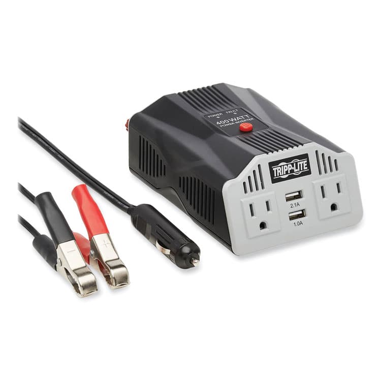 EATON CORPORATION PowerVerter Ultra-Compact Car Inverter, 400 W, Two AC Outlets/Two USB Ports, 3.1 A (TRPPV400USB)