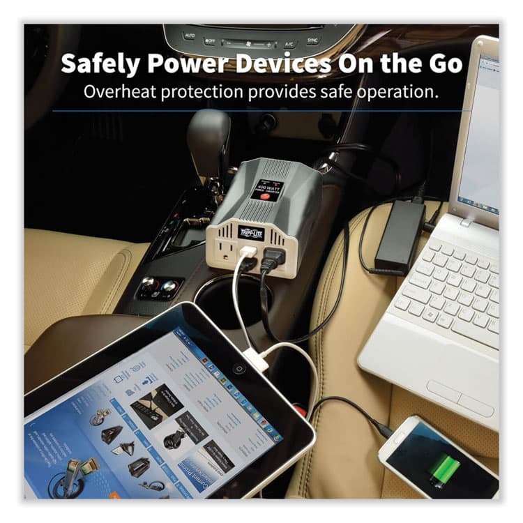 EATON CORPORATION PowerVerter Ultra-Compact Car Inverter, 400 W, Two AC Outlets/Two USB Ports, 3.1 A (TRPPV400USB) thumbnail 2