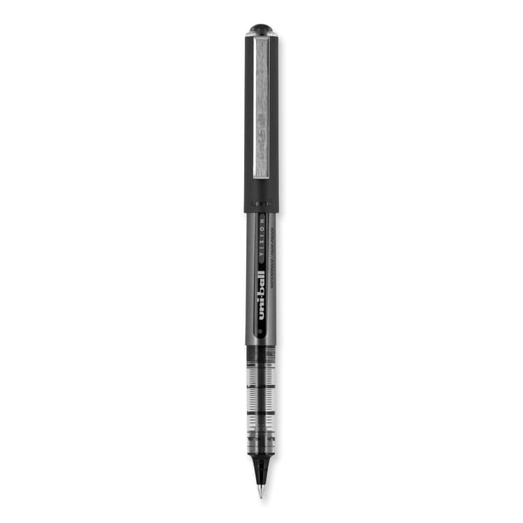 UNI VISION Rollerball Pen, Stick, Bold 1 mm, Black Ink, Gray/Black/Clear Barrel, Dozen (UBC70128) thumbnail 2