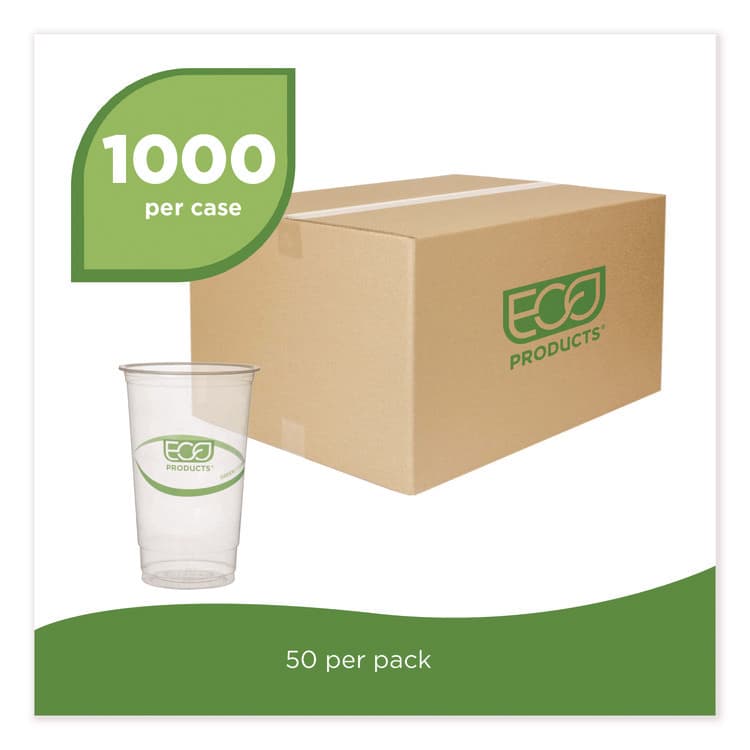 ECO-PRODUCTS,INC. GreenStripe PLA Cold Cups, 32 oz, Plastic, Clear, 1,000/Carton (ECOEPCC32GS) thumbnail 3