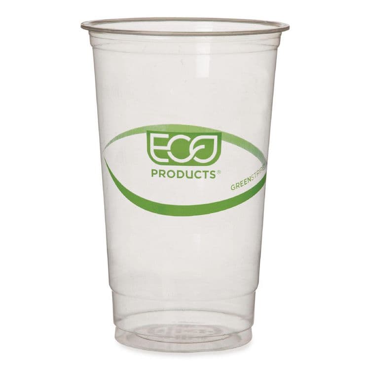 ECO-PRODUCTS,INC. GreenStripe PLA Cold Cups, 32 oz, Plastic, Clear, 1,000/Carton (ECOEPCC32GS)