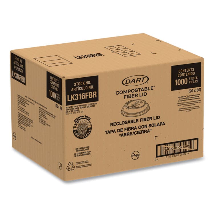 DART Molded Fiber Lids for Paper Cups, ProPlanet Seal, Fits 10 oz to 24 oz Hot Cups, Tan, 1,000/Carton (DCCLK316FBR) thumbnail 3