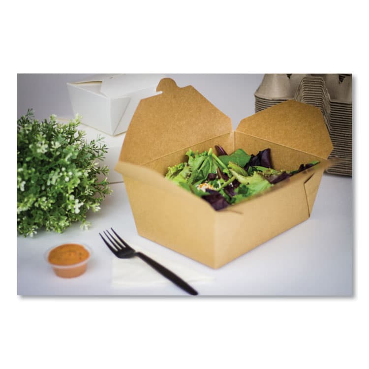 GEN Reclosable Kraft Take-Out Box, 110 oz, 8.93 x 6.65 x 3.5, Brown, Paper, 160/Carton (GENPAPERBOX4) thumbnail 3